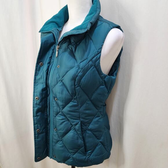 Eddie Bauer Premium Goose Down Sleeveless Puffer Vest Zipper Teal Green, Small - Picture 2 of 9